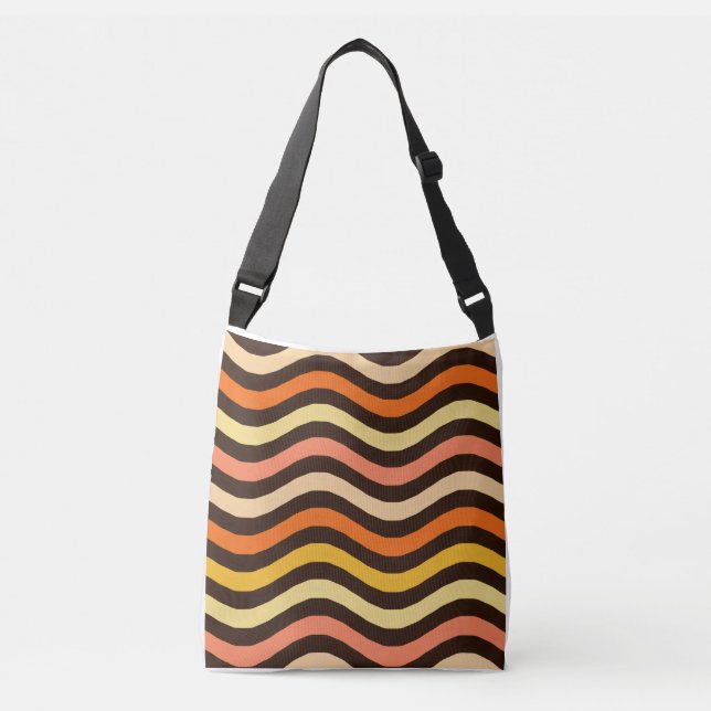 Retro Groovy Waves Seamless Pattern Crossbody Bag (Front)