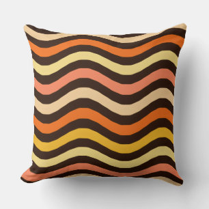 Retro Groovy Waves Seamless Pattern Cushion