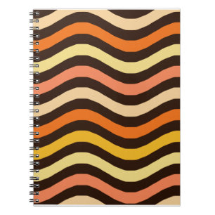 Retro Groovy Waves Seamless Pattern Notebook