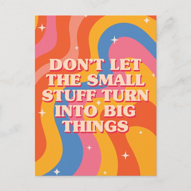 Retro Groovy Waves With Mindfulness Mantra Postcard (Front)