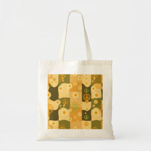Retro Groovy Wavy Chequerboard Aesthetic Tote Bag