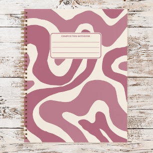 Retro Groovy Wavy Liquid Swirl Pattern Composition Notebook