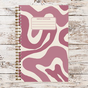 Retro Groovy Wavy Liquid Swirl Pattern Composition Notebook
