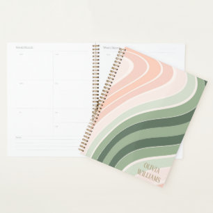 Retro Groovy Wavy Pattern Planner