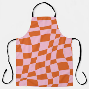 Retro Groovy Wavy Psychedelic Chequerboard Check Y Apron