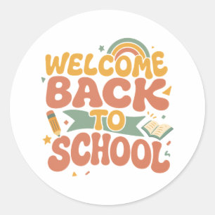 Retro Groovy Welcome Back to School Classic Round Sticker
