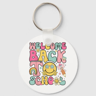 Retro Groovy Welcome Back To School Teacher Apprec Key Ring