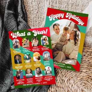Retro Groovy What A Year In Review 12 Photo Arch Holiday Card