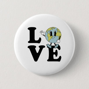 Retro Groovy World Love Earth Day Environmental  6 Cm Round Badge