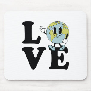 Retro Groovy World Love Earth Day Environmental Mouse Pad