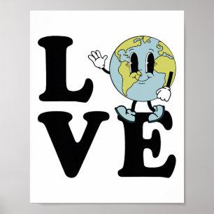Retro Groovy World Love Earth Day Environmental Poster