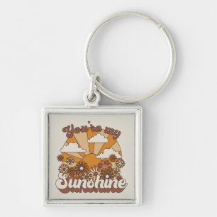 Retro Groovy You're my Sunshine Key Ring