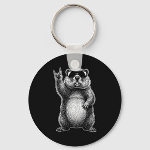 Retro Groundhog Rock Music Woodchuck Ground Hog Me Key Ring