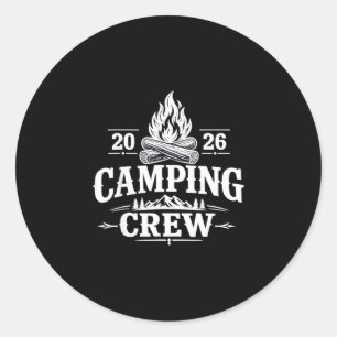 Retro group camper trip family matching camping classic round sticker