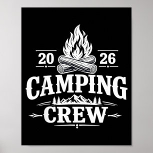 Retro group camper trip family matching camping poster