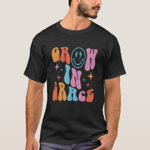 Retro Grow In Grace Religious Jesus Faith Cross T-Shirt