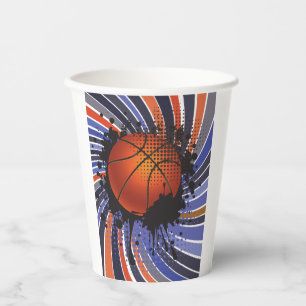 Retro Grunge Basketball Abstract Urban Sports Paper Cups
