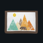 Retro Grunge Bear in mountains 70s Trifold Wallet<br><div class="desc">This design may be personalised by choosing the customise option to add text or make other changes. If this product has the option to transfer the design to another item, please make sure to adjust the design to fit if needed. Contact me at colorflowcreations@gmail.com if you wish to have this...</div>