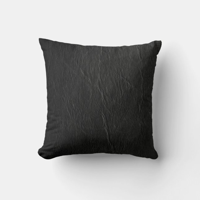Retro Grunge Black Leather Custom Cushion (Front)