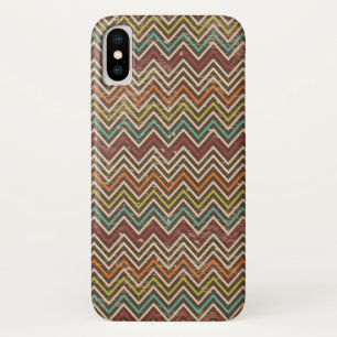Retro Grunge Chevron Pattern iPhone X Case