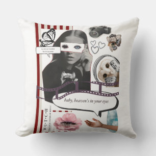 Retro Grunge Coquette Aesthetic Photo Collage Cushion