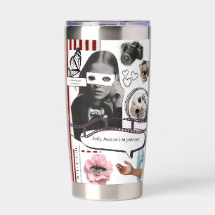 Retro Grunge Coquette Aesthetic Photo Collage Insulated Tumbler