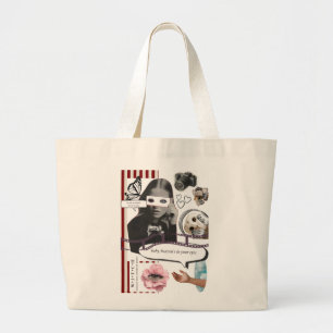 Retro Grunge Coquette Aesthetic Photo Collage Large Tote Bag
