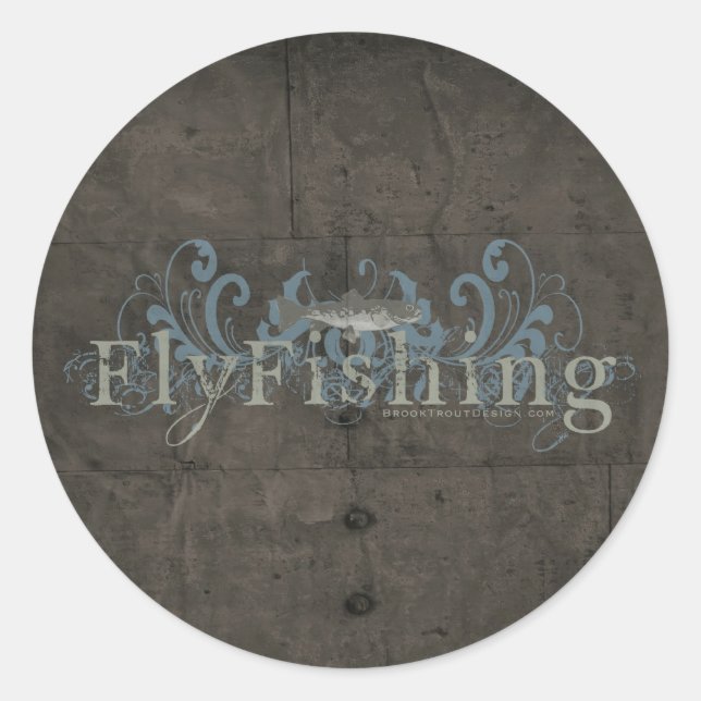 Retro Grunge Fly Fishing Classic Round Sticker (Front)