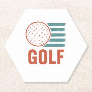 Retro Grunge Golf Paper Coaster