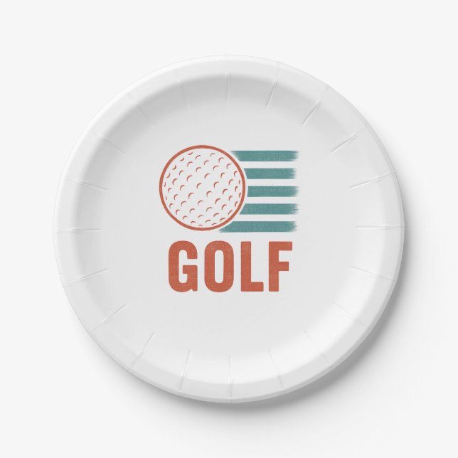 Retro Grunge Golf Paper Plate (Front)