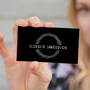 Retro Grunge Monogram QR Code Business Card