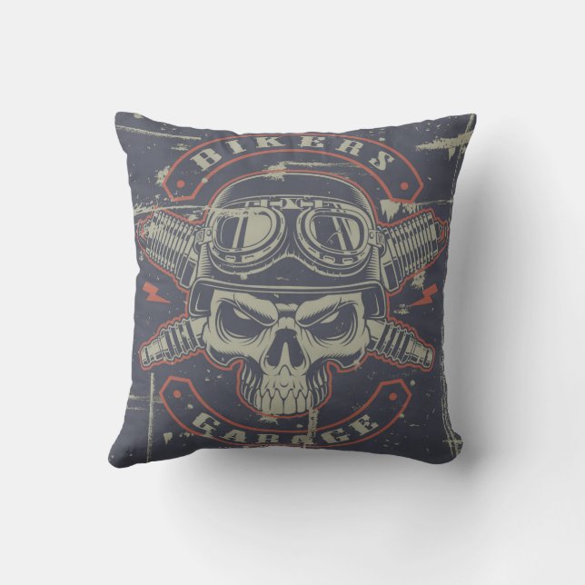 Retro Grunge Motorcycle Cushion (Back)