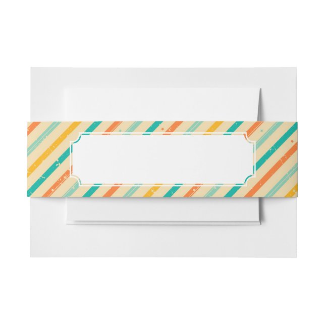 Retro grunge striped pattern invitation belly band (Front Example)