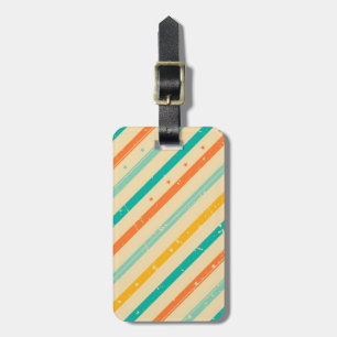 Retro grunge striped pattern luggage tag