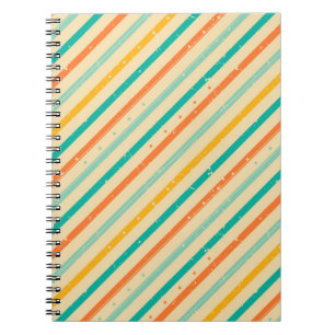 Retro grunge striped pattern notebook