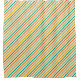 Retro grunge striped pattern shower curtain