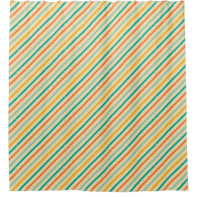 Retro grunge striped pattern shower curtain (Front)