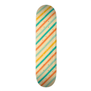 Retro grunge striped pattern skateboard