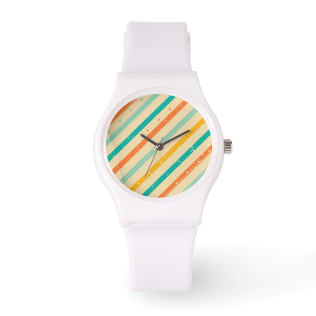 Retro grunge striped pattern watch (Front)