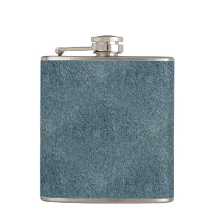 Retro Grunge Suede Custom Blue Texture Hip Flask