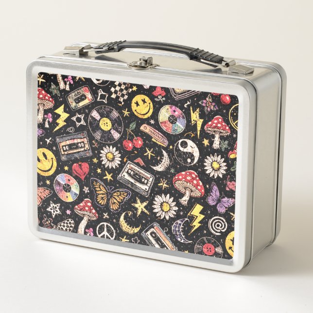 Retro Grunge Sunshine Bliss Metal Lunch Box (Front)