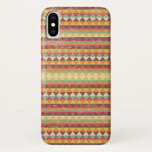 Retro Grunge Triangles Pattern iPhone X Case