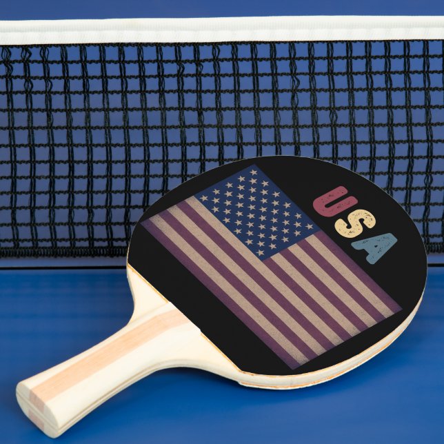 Retro Grunge USA American Flag Patriotic Ping Pong Paddle (Insitu)