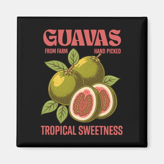 Retro Guavas Fruit Commercial Graphic Art Style Magnet (Front)