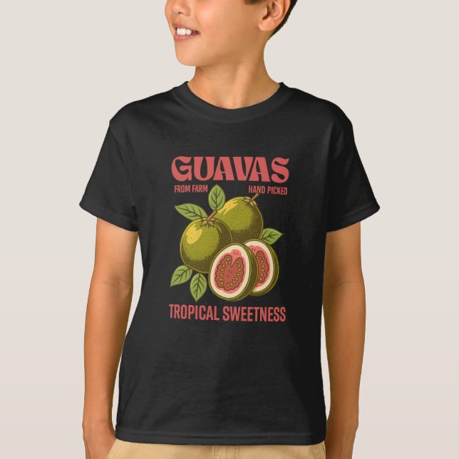 Retro Guavas Fruit Commercial Graphic Art Style T-Shirt (Front)