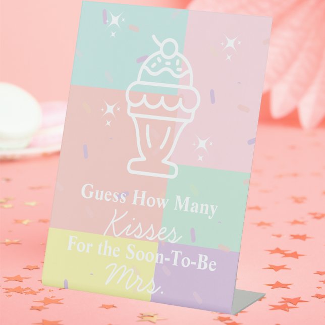 Retro Guess How Many Kisses Game Pedestal Sign (Retro Guess How Many Kisses Game Pedestal Sign)