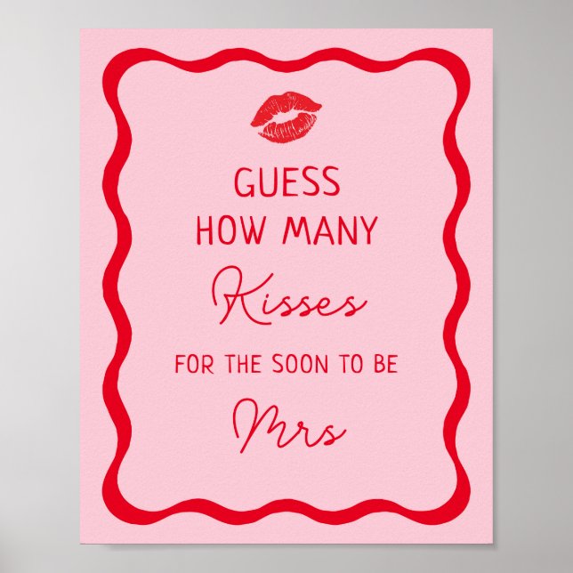 Retro Guess How Many Kisses Game Sign (Front)