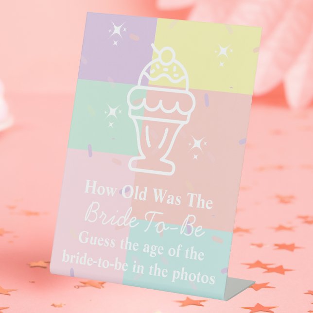 Retro Guess How Old the Bride Game Pedestal Sign (Retro Guess How Old the Bride Game Pedestal Sign)