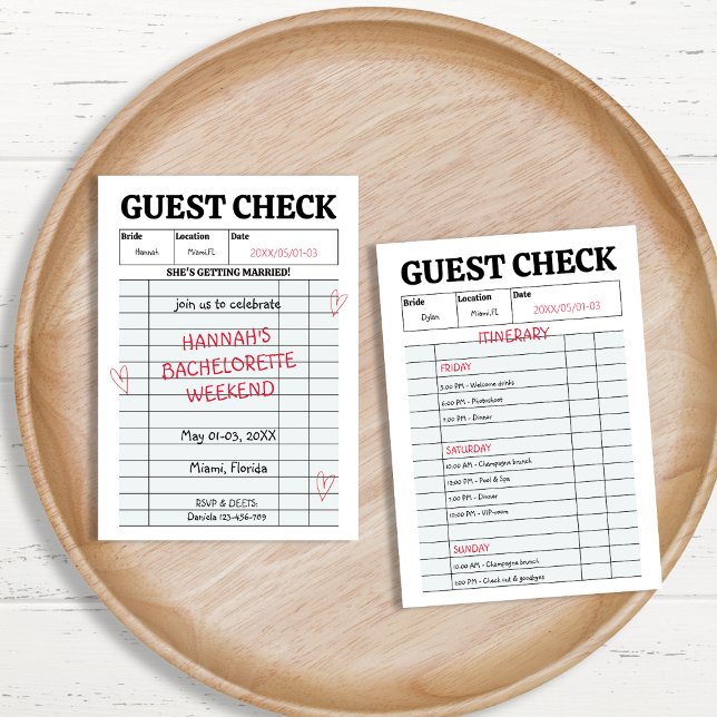 Retro Guest Check Hen Party Bachelorette Weekend Invitation (Retro Guest Check Hen Party Bachelorette Weekend Invitation)