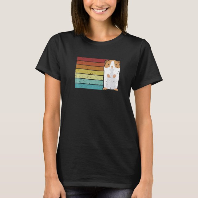 Retro Guinea Pig Long Hair Short Hair Breeder Guin T-Shirt (Front)